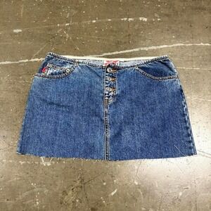 Vintage Rusty Denim Mini Skirt Women's Size 5 Y2K Surf Skate Floral Boho Beach